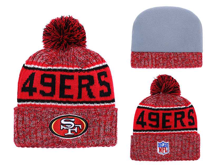 49ers Team Logo Red Pom Knit Hat,We sell and wholesale 49ers Team Logo Red Pom Knit Hat on line form chian!